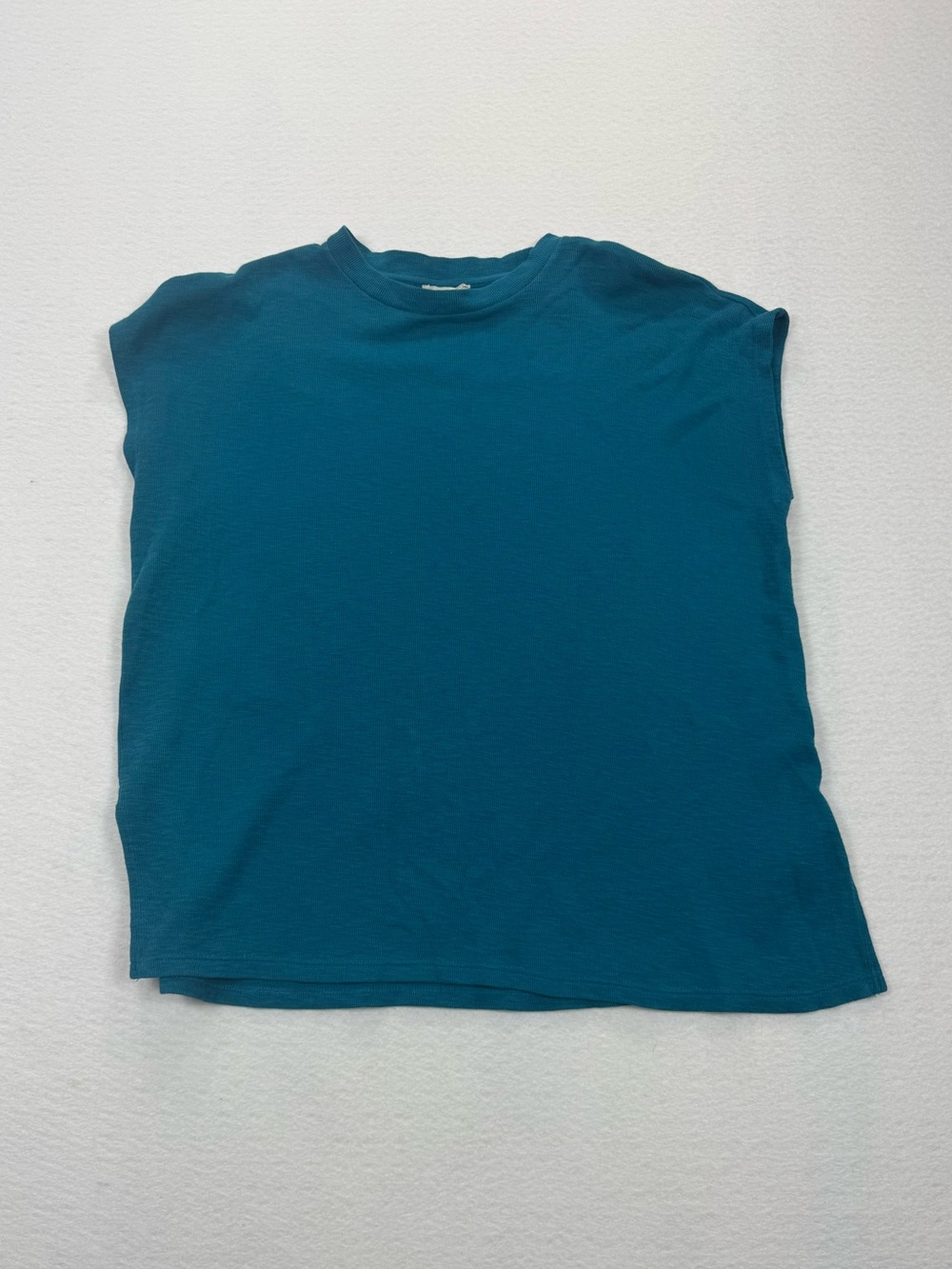 Eileen Fisher 100% Organic Cotton Teal Cap-Sleeve Boxy Top - Size XS